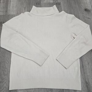 Uniqlo 100% Cashmere Cream Turtleneck Sweater S Soft Luxe Minimalist old money